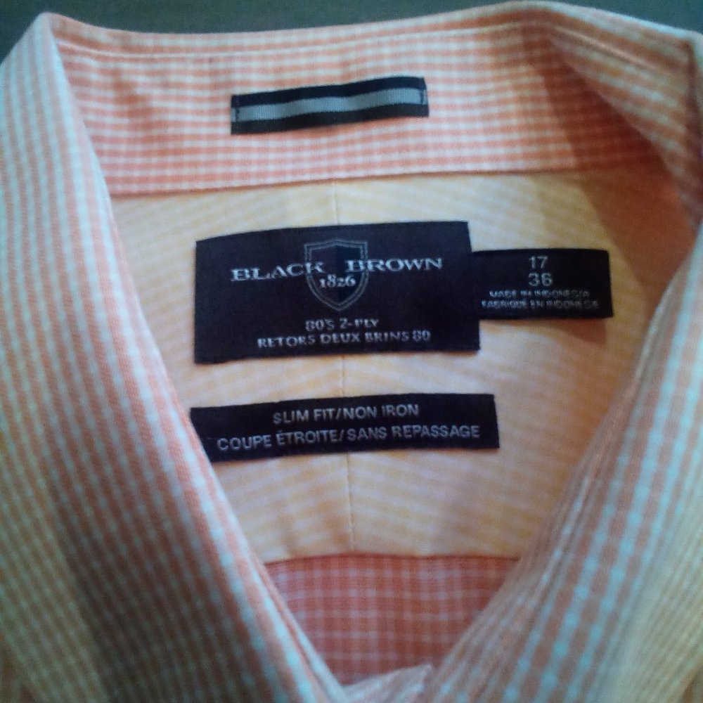 Orange and White checked button down dress shirt 17/36
